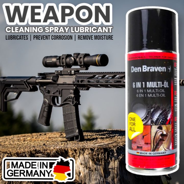 Weapon Cleaning Spray Lubricant - Den Braven 6 in 1 Multi-Oil Anti Rust Spray | 400ml