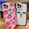 Long Eyelashes Mouth Clear Phone Cover Case for iphone 7 8 Plus SE2 14 X XS XR 11 12 13 Pro Max Soft Red Kisses Lips Back Cover. 