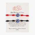 Blessed 2Pcs Evil Eye Bracelet Women Handmade Black Red Rope Wristband Couple Lucky Friendship Weaving Adjustable Bangle Jewelry. 