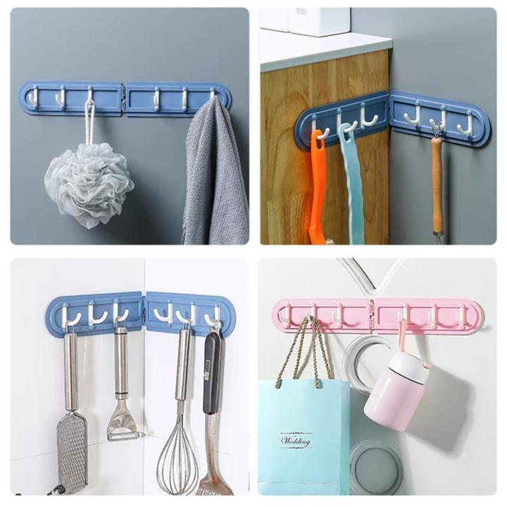 Kitchen Folding Wall Hanger Hooks Kitchen Bathroom Hanger Corner Organizer Shelf Towel Rack Holder Multi-functional
