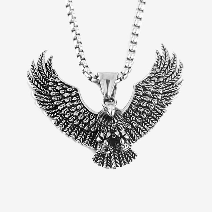 Mens Stainless Steel Vintage Flying Eagle Pendant Necklace Spiritual Jewelry