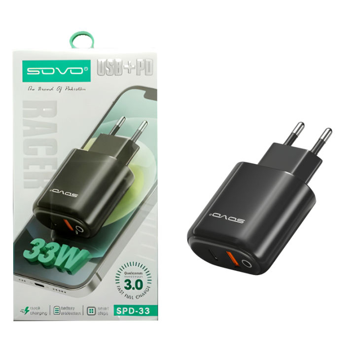 SOVO%20Racer%20SPD-33%20USB%20+%20PD%2033W%20Built-In%20Intelligent%20Chip%20Fast%20Charging%20Adapter%20-%20Image%202