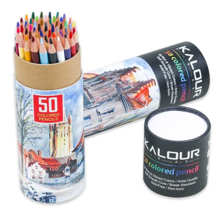 KALOUR 50 Color Pencil Set Professional Art Hand Painted Graffiti Oily Color Pencil