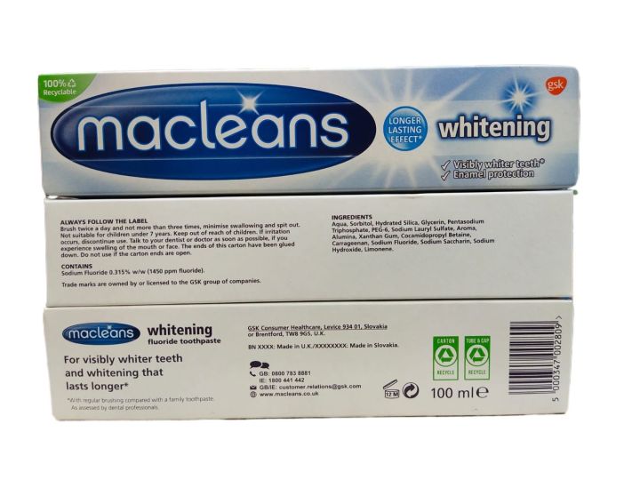 Macleans Whitening Fluoride Toothpaste -100g
