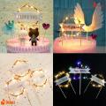 LED Lights (Custmize) & Happy Birthday Nikah Mubarik Happy Annyversary Cake topper for Birthday Party Decorations 4 inches. 