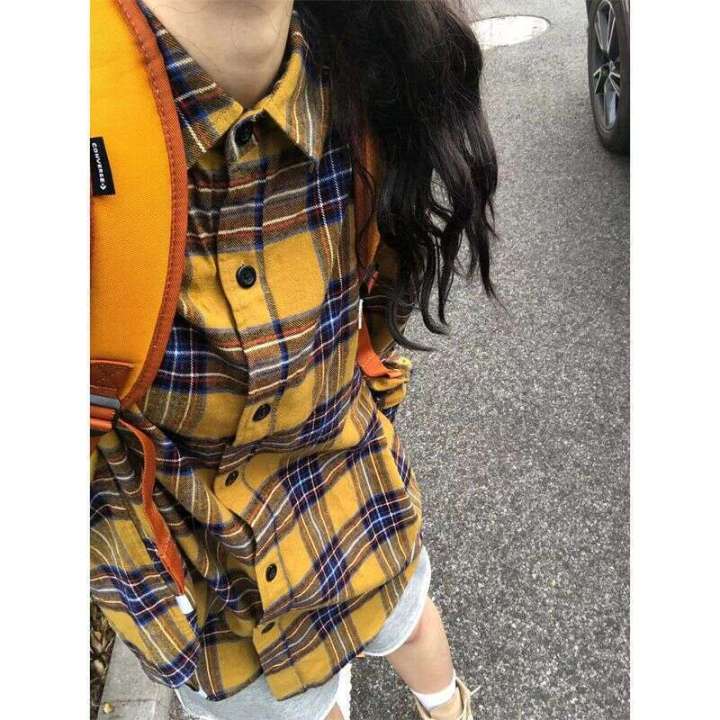 118 Image 300 pounds fat mm spring and autumn checkered plus size jacket shirt