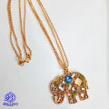 Golden Crystal Elephant Necklace Pendant for Girls Long Chain For Girls Best Gift With Box. 