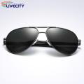 Glasses Glare Resistance Metal Frame Polarized Men Sunglasses. 