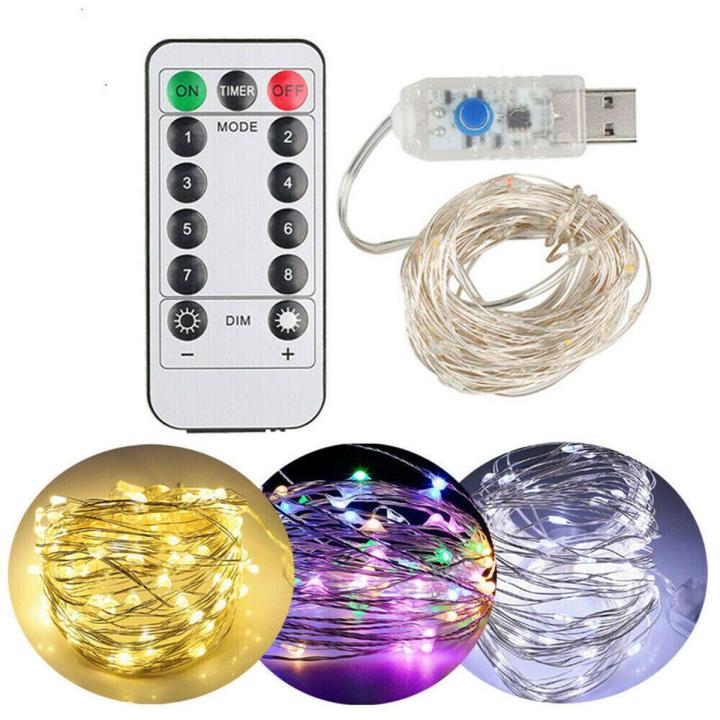 8Mode USB 100 LED String Fairy Lights Remote Control 5M/10M Copper Wire Garland Lamp for Wedding Home Party Decoration