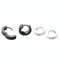 Round Fashion Ear Clip Earring For Men's/Boys For Pierced Ear One Pair - Black - Silver. 