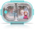 Frozen Character Stainless Steel Lunch Box For Students 2-Grid Lunchbox with Spoon. 
