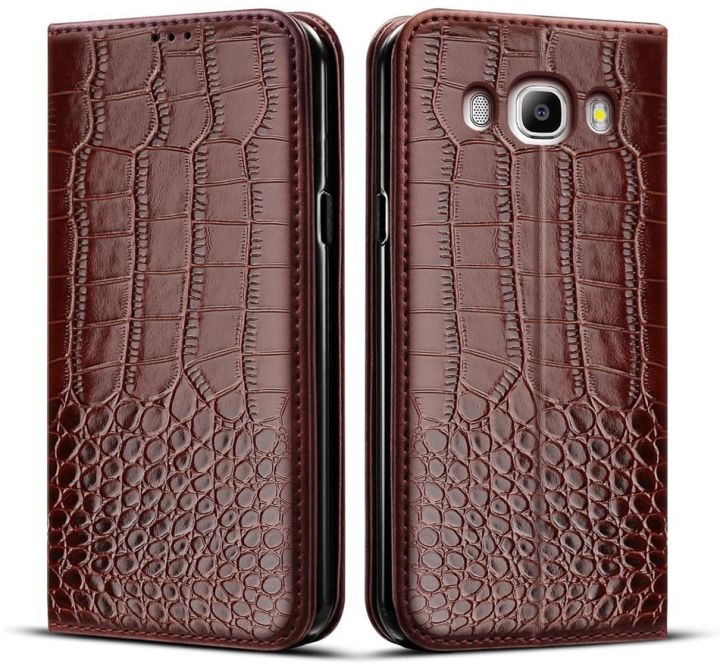 phone Case For Samsung Galaxy J7 2016 Cases J710 J710F Cover FOR Samsung J7 2016 Coque flip Crocodile texture leather