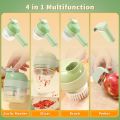 4 in 1 Handheld Electric Vegetable Cutter Set, Gatling Portable Vegetable Cutter, Rechargeable Garlic Chopper, Multifunction Food Mini Slicer with Brush for Pepper Chili Celery Ginger. 