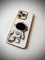 Realme Note 50 Back Cover with Astronaut Hidden Stand Luxury 6D Plating Square Bumper Shiny Cases Soft Silicone Full Protection Mobile Phone Case for Boy Girls - Girls Back Cover. 