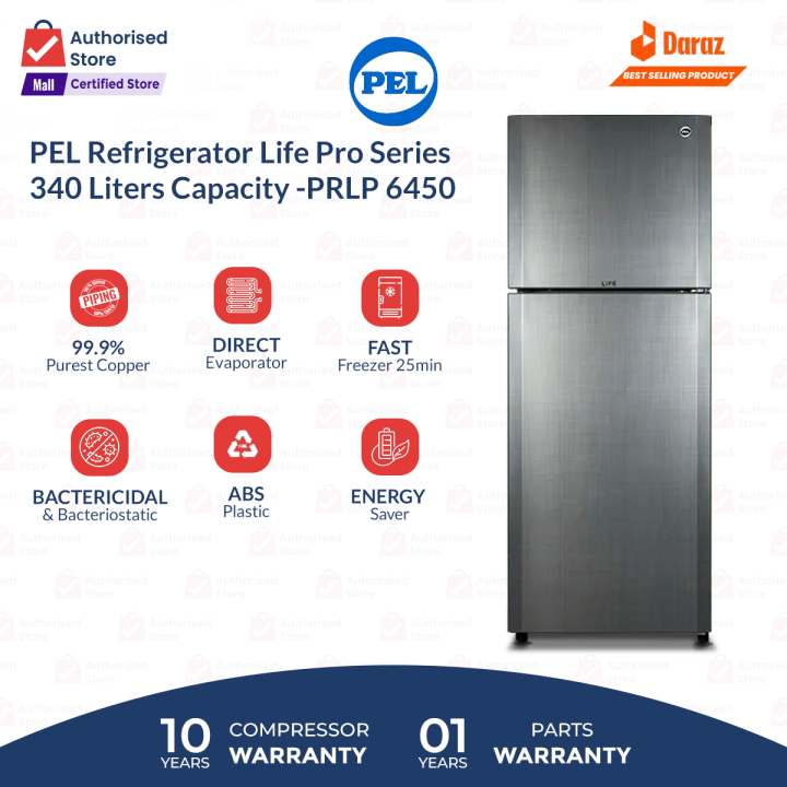 PEL Refrigerator Life Pro Series - 14 cubic feet -PRLP 6460 Metallic Golden/Grey - (100% Copper Condenser)10 Years Brand warranty
