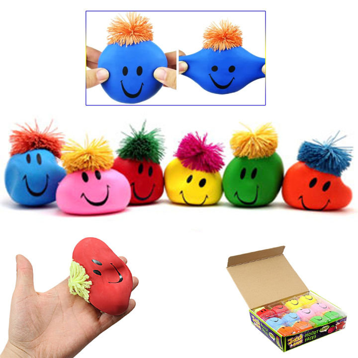6 Pcs Set - Super Stretchy Moody Smiley Face Stress Less Flexible Squishy Stretchy Ball - Stress Release Squeeze - Stress & Pressure Relief Magic Ball - Converted Different Shape Like Slim Clay and Dough Toys For Kids Boys Girls Toy
