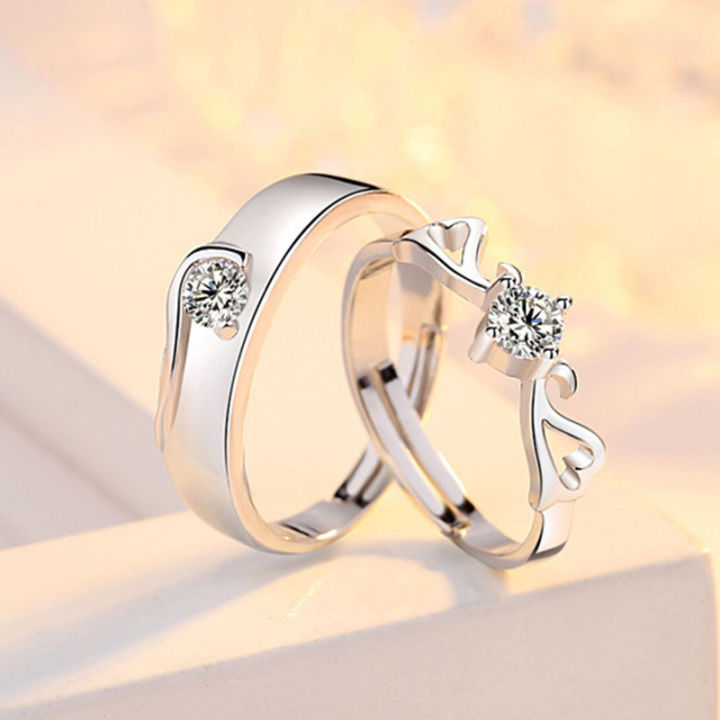 Silver Opening Lovers Ring Simple Personality For Women Fine Jewelry Accessories Gift