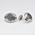 Leena Impex Silver Cufflinks with Black Diamonds. 