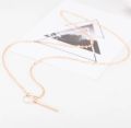 Exclusive Golden Long Strip Pendant Necklace For Women - Golden. 