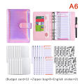 A6 Leather Budget Binder Notebook Notepad Diary Planner Cash Envelopes Pockets for Money Saving Bill Organizer. 
