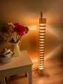 Wooden Floor Lamp, Longitude Leveled Wooden Housewarming Lamp, Ambiance Floor Lamp, Yellow Light, Decorative. 