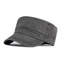Vintage Classic Flat Top Mens Washed Caps And Hat Adjustable Fitted Cap Summer Solid Color Military Hats For Men. 