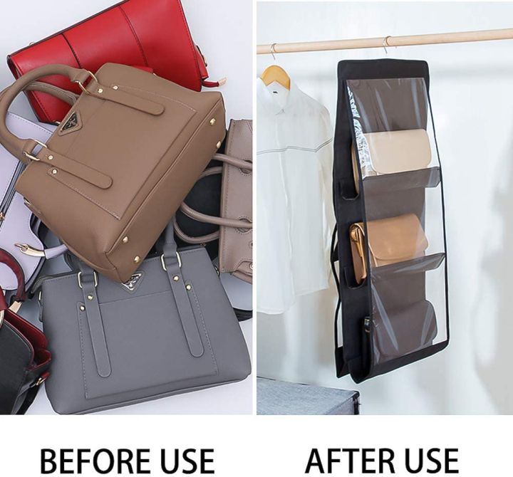 Hanging%20Handbag%20Purse%20Organizer,Breathable%20Polyester%20Fiber+PVC%20Handbag%20Organizer,6%20Easy%20Access%20Pockets,Wardrobe%20Closet%20Space%20Saving%20Organizers%20-%20Image%203