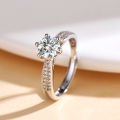 Classic cross-border six-pronged ring women's fashion versatile moissanite ring women's full diamond adjustable flip ring wholesale. 