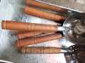 special spoon wood handle ( PAIR) 2 PIECE Dori, Laddle, Dabbu, Chamcha with Wooden Handle  Rice Cooking Spoon Wood Handle Heavy Duty Spoon Daig Rice Spoon use for kitchen best product for kithcen use. 
