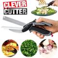 Best Quality 2 in 1 Clever Cutter Food Chopper Kitchen Scissors Smart Kitchen Shears Vegetable Slicer Dicer with Cutting Board. 