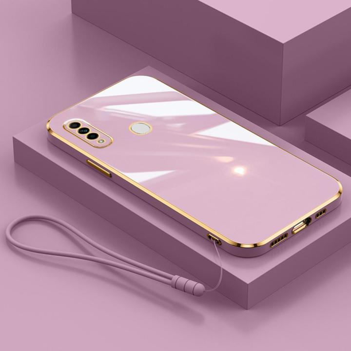 For OPPO A31 Cover with Wrist Strap Fashion Shiny Plating Square Bumper Girls Phone Case Soft TPU Silicone Shockproof Protective Back Cover