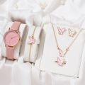 Fashion Watch Set: 6pcs Cute Elegant New Women's Watch Set with Butterfly Jewelry, Luxury and Fashionable Wristwatch for Girls. 