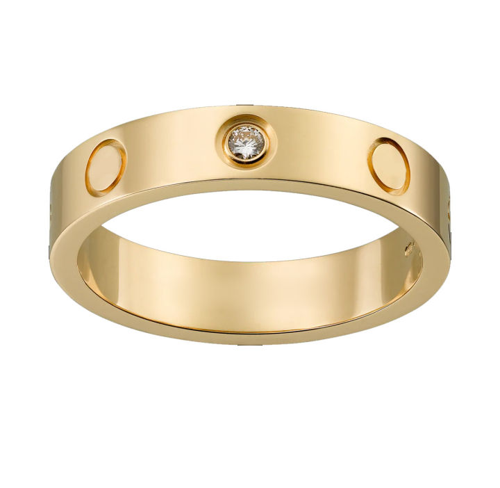 LOVE titanium steel ring 5A zircon with diamond 18K gold ring