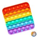 Silicon Rainbow Pop It Fidget Toy- Square Shape Stress and Anxiety Relief for Kids & Adults with Sensory Fun. 