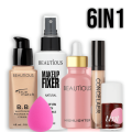 Beautious 6 in 1 - Deal Of Foundation + Concealer + Fixer + Lip Tint + Highlighter + Beauty Blender. 