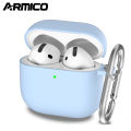 [Only Cover] ARMICO for AirPods 4th Generation Case Cover 2024, Military Grade Soft Silicone Shock-Absorbing for AirPods 4 Case with Keychain. 