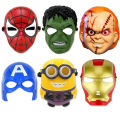 Plastic Cartoon Character Mask Toys For Kids Boys Girls Fun Party Playing Prank Horror Adult Doll FaceMask Face Mask Toy ( Spiderman  Ironman  Hulk  Scary Chucky  Captain America  Minion  ). 