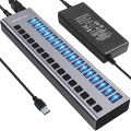 CASIS 16 Ports 90W USB 3.0 Data Hub - with Individual On/Off Switches and 12V/7.5A Power Adapter USB Hub 3.0. 
