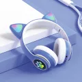 Cat Headphone / P47 Ear Wireless Bluetooth Headphones - Glowing LED Light-Up Foldable Headset for Kids and Adults. 