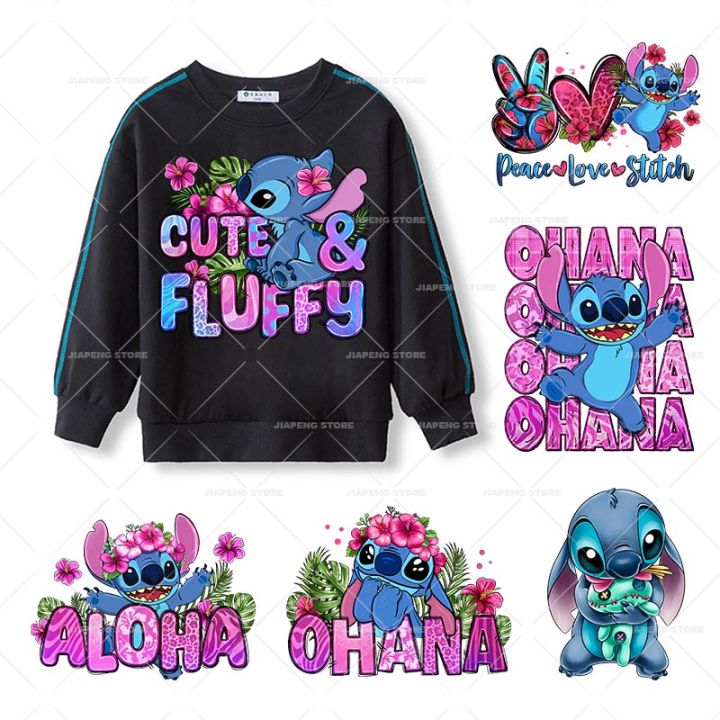 Lilo Stitch Print Patch Cartoon Disney Heat transfers For Kids Clothes Iion on Vinyl Garment Stickers Decor Applique Gift DIY