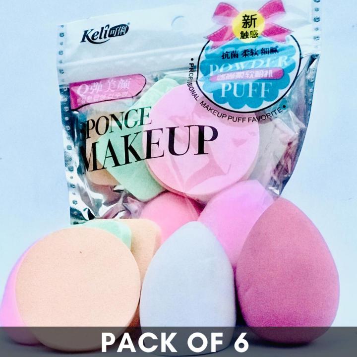 Cosmetic Sponges: Pack of 6 Beauty Blending Sponges Cosmetic Powder Puff Soft Sponges in a Variety of Colors & Shapes Beauty Blender For Professional Makeup & Touch Up, Makeover Tool, Sponge Makeup