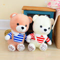 Cute Strap Teddy Bear Doll Striped Couple Bear Plush Toy Wedding Ragdoll Christmas Birthday Gift. 