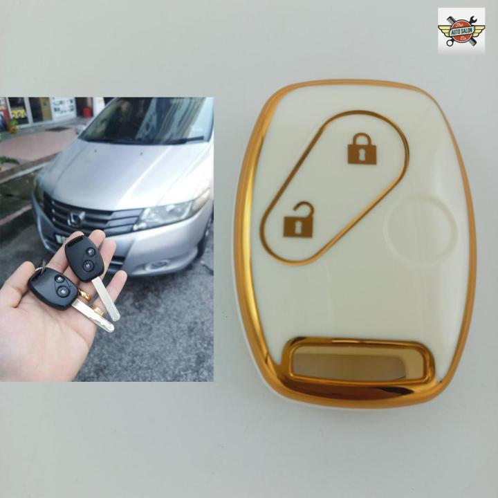 Honda City 2009-2021 TPU Remote Key - White/Gold-