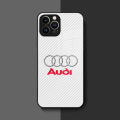 Luxury Car Audi LOGO Phone Case For Iphone 14 Pro Max 13 12 11 Mini X Xr Xs 8 7 Puls 6 Toughened Glass. 