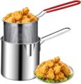 Deep Frying Pot with Basket 1200ml Stainless Steel Fryer Pot with Long Handle Mini Deep Oil Fryer For French Fries, Shrimp, Fish, Chicken Wings etc.. 