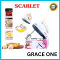 Scarlett Hand Mixer - 7 Speed Egg Beater with Chrome Beater + Dough Hook (White, 180W). 