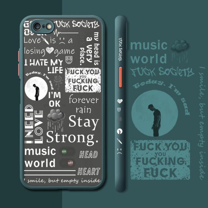 chenyyka For iPhone 6 Case Thin Frosted Transparent Hard Side Square Edge Shockproof Phone Cases Fashion Tide Word New Pattern Silicone Casing Full Cover Protection Softcase