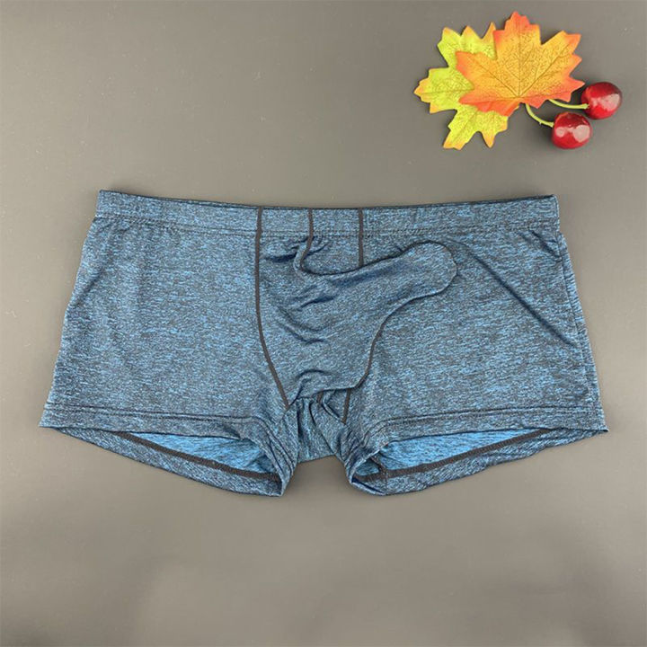 Men Long Sleeve Boxers Bulge Pouch Elephant Nose Underwear Male Enhance Underpants Breathable Cozy Shorts Plus Size M-XXL