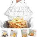 12 In 1 Foldable Stainless Steel Fry Basket Chef Basket Magic Basket Mesh Basket Strainer Net Kitchen Cooking Tool For Deep Frying. 