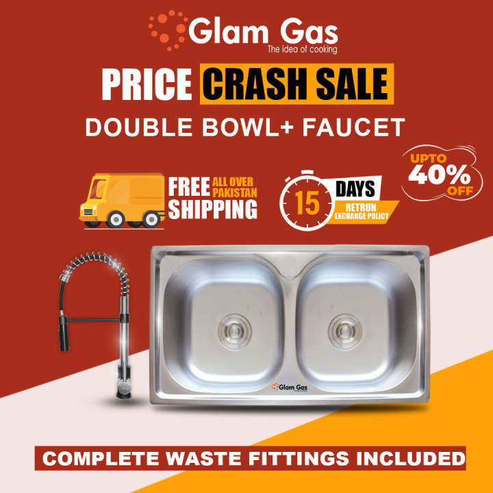 Glam Gas Combo Deal – Sink F-02 with Ring-11 Faucet | Premium Double ...